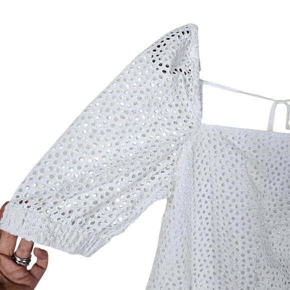 Everlane The Eyelet Cotton Blouse S White Coquette Feminine Cottagecore NWT - Picture 9 of 12